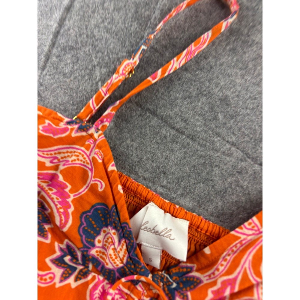 Cleobella Orange Floral Paisley Tiered Maxi Dress Pockets Womens S Resort Whimsy - Picture 5 of 7